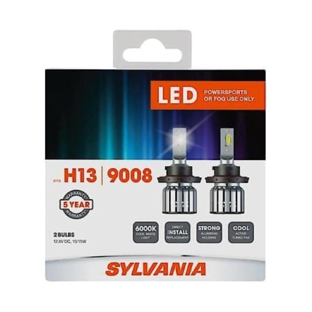 NEW Sylvania H13: LED Powersports Headlight Fog Bulb 6000K Cool White Light 2 Pk